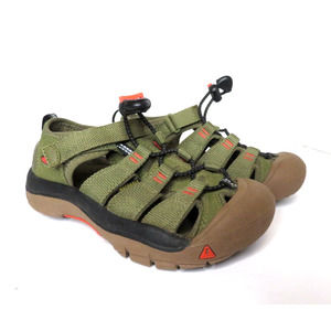 Keen Newport H2 Boys Hiking Sandals Bungee Washable Green Brown - Youth Size 13
